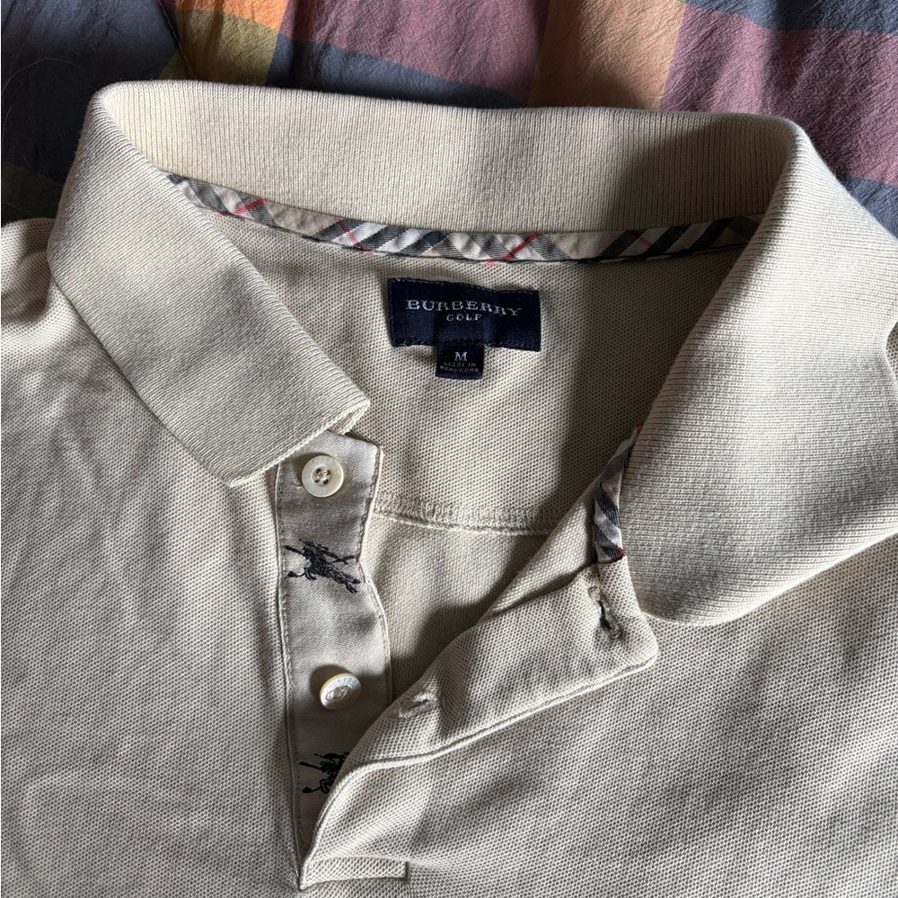 Burberry Cream Polo Shirt Classic Design